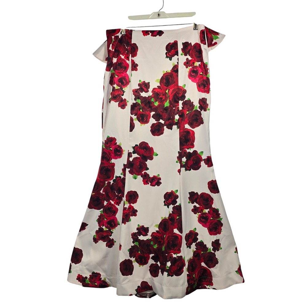 SOCIAL CODE Maxi Dress Woman 15 Ruffle Strapless Evening Gown Floral Rose Print